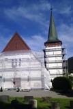 Kyrkja i Vikebygd under restaurering