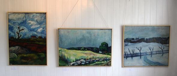 Nokre av mleria som er utstilt i Galleri Vik